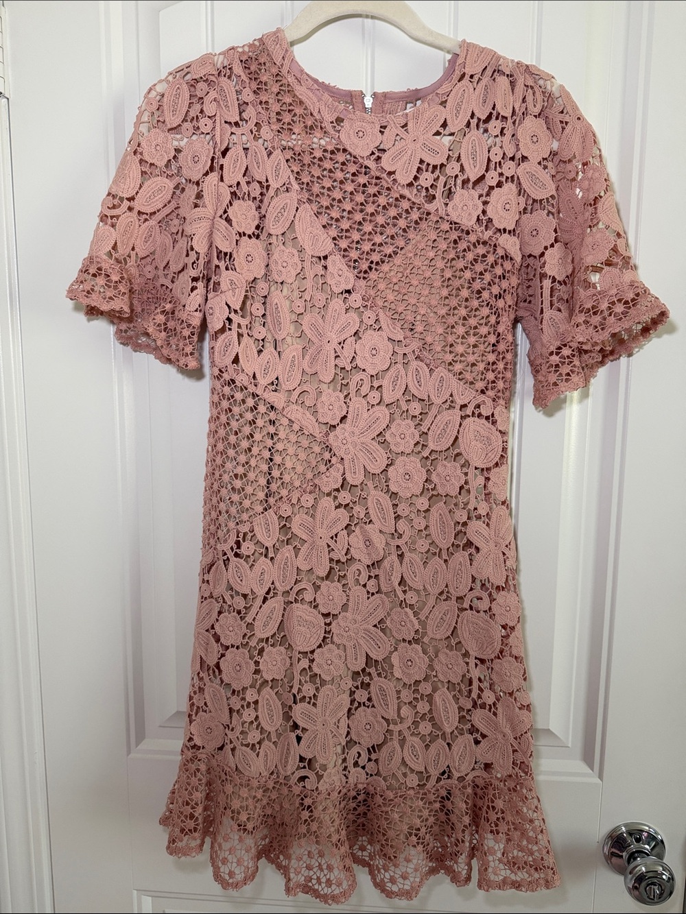 Pink Lace Ruffle-Hem Mini Dress - Picture 8 of 10